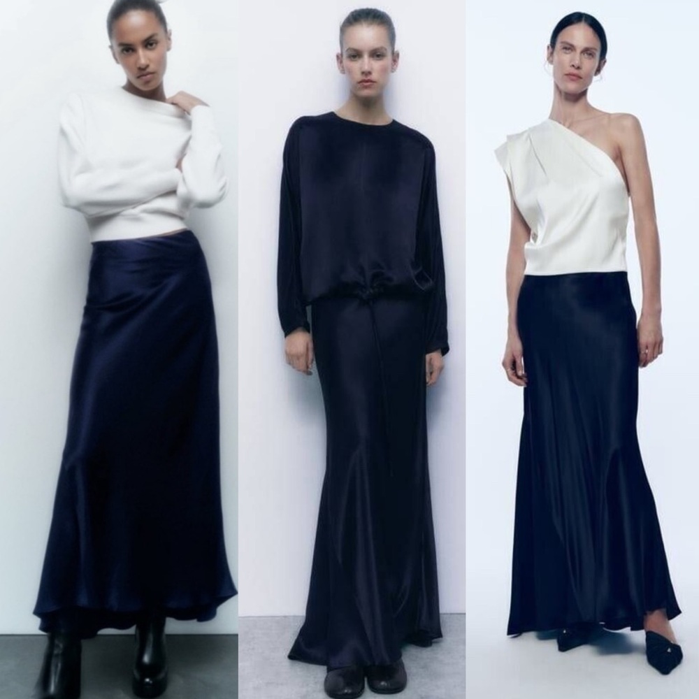 💫 Zara 2 Piece Satin Effect Blouse & Midi Skirt - NEW 💫 - Picture 12 of 12